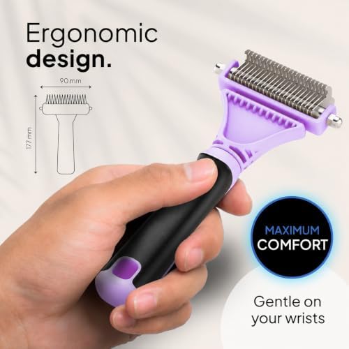 Pretty Paw Cat Brush for Indoor Cats & Long Hair with Gentle Massage, Blue - Image 2