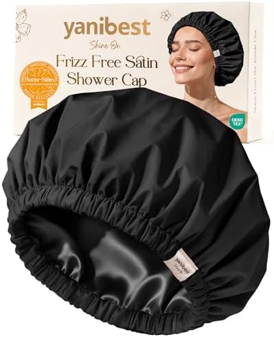 Yanibest Satin Lined Shower Cap, Reusable Waterproof Shower Caps for Women by yanibest