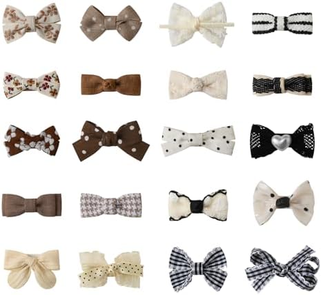 20 PCS Baby Hair Clips Set 2'' Toddler Girl Hair Bows Fully Covered Barrettes Infant Tiny Hair Accessories for Babies Kids Fine Hair by Unknown