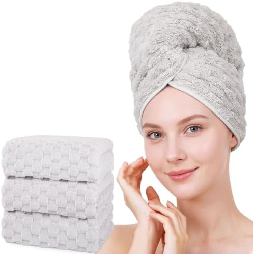 Super Soft Microfiber Hair Towels 3-Pack Lage Size (24x42 inch) for Women by BEELVTIFL