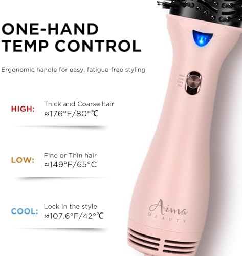 Aima Beauty Ceramic Blow Dryer Brush, One-Step Styler Volumizer, Pink - Image 6