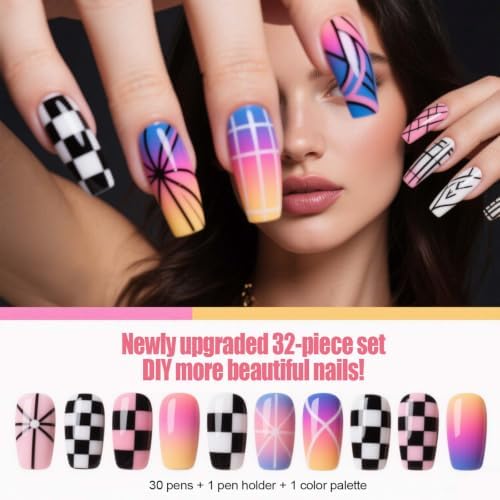 Artdone 32pcs Nail Art Brushes Tools Set Dotting Tools for Gel Polish - Image 3