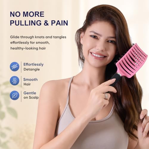 Boar Bristle Hair Brush, Detangler for Women Men, Wet & Dry Hair - Image 3
