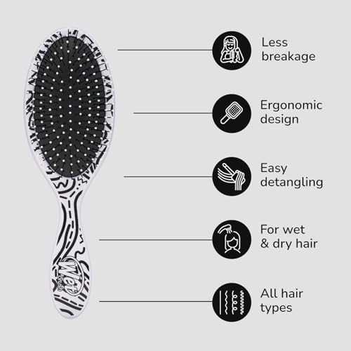 Wet Brush Original Detangler Hair Brush, Hipster Doodle, Ultra-Soft IntelliFlex Bristles, Detangling Bristles Glide Through Tangles (Wet & Dry Hair), Women & Men (Pack of 1) - Image 4