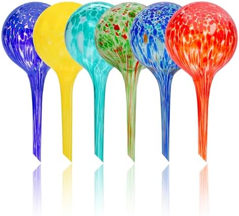 Iridescent Self Watering Globes, Glass Rainbow Plant Watering Globes, Self Watering Planter Insert, Automatic Plant Waterer Indoor (Small-6 Pcs Multi-Color) by Plankkers