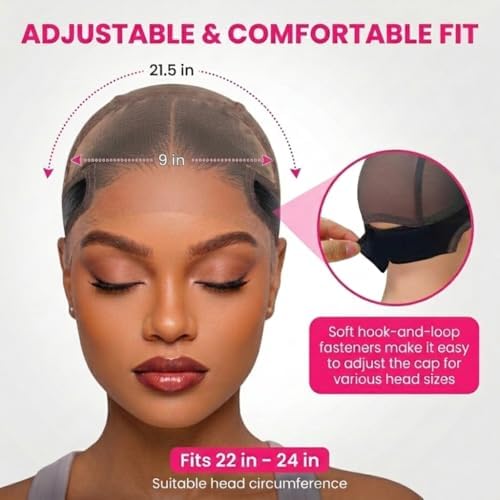 Max Wig Grip Cap, 11x5 Glueless Wig Cap with Grip Band, Non Slip Adjustable Wig Caps with Reusable HD Lace for Lace Front Wigs, Brown - Image 2