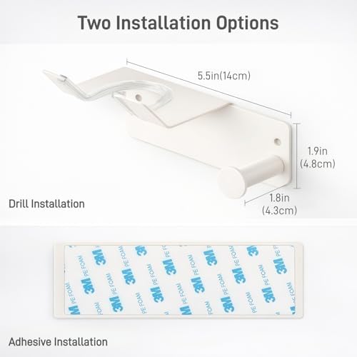 Hair Dryer Holder, Dyson Hair Dryer Holder, Blow Dryer Holder with Cord Hook SUS304 Stainless Steel Wall Mount, Self Adhesive/Screw Space Saving Hairdryer Holder for Bathroom White - Image 5