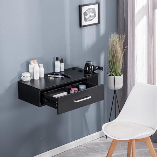 BarberPub Locking Wall Mount Styling Salon Station 3036-2(Black) - Image 2
