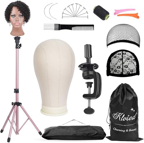 Klvied Reinforced Wig Mannequin Stand with Head Set,Rose Golden by Klvied
