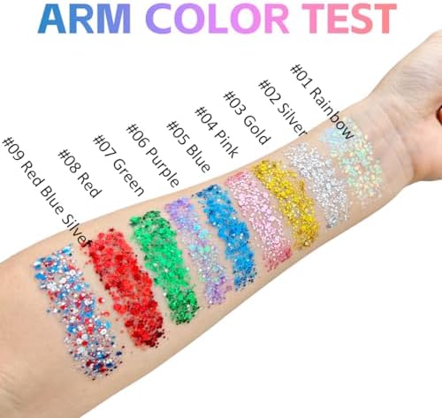 Mysense Pink Body Glitter Stick,Face Hair Glitter Makeup,Sparkling Mermaid Sequins Chunky Glitter Face Paint,Singer Concert Outfit Festival Rave Accessories for Women and Kids - Image 5