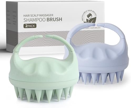Sndyi 2 PCS Scalp Massager Shampoo Brush, Scalp Scrubber with Soft Silicone Bristles, Scalp Exfoliator for Dandruff Removal, Scalp Massager for Hair Growth, Wet Dry Hair Brush for Scalp Care by Sndyi