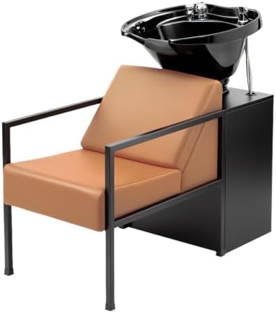 OmySalon Salon Shampoo Bowl and Chair, Hair Washing Station w/Tilting Sink & Storage Cabinet, Backwash Barber Chair for Barbershop Beauty Spa Massage Hairdressing - Image 2