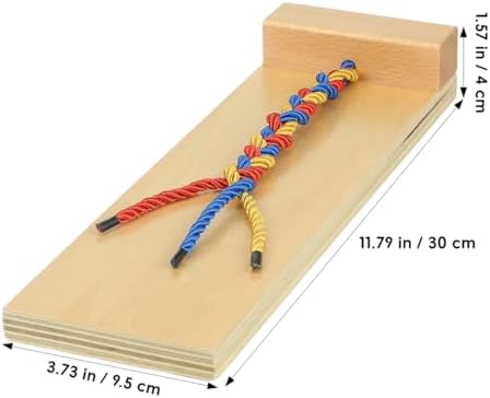 Ipetboom Kids Hair Braiding Tool Wooden Braid Practice Board Early Educational Toy for Fine Motor Skills Development and Hand-Eye Coordination 11.81X3.74X1.57In - Image 3