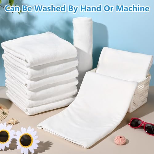 SmoothNovelty 16 Pack Microfiber Bath Towels Bulk, Simple, White - Image 4