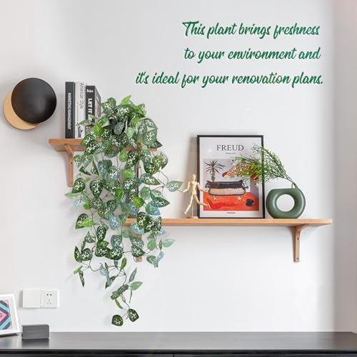 LOYWREE 39-in Long Fake Hanging Plant with Pot Faux Pothos Artificial Potted Plants Small Faux Ivy Vine Plant for Indoor Outdoor Aesthetic Office Living Room Shelf Decor (Black Pot) - Image 3