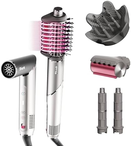 Shark FlexFusion Ceramic Air Styler, Diffuser+Curlers, Metallic Mist, HD642 by Shark