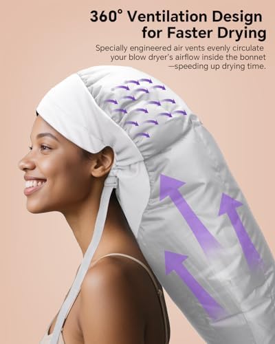 Boloye Hair Dryer Bonnet Attachment – 28.5" XL Hooded Dryer Cap for Faster Drying & Deep Conditioning, Extra-Large Space Fits Thick, Curly Hair & Styling Tools (Silver, Extra Large) - Image 3