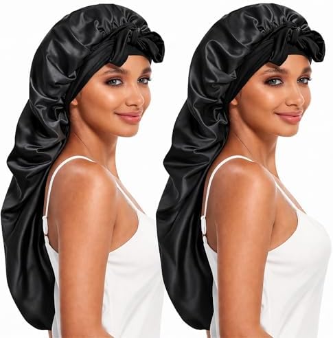 DEMAZALO Silk Long Bonnet for Braids & Curly Hair, Silk Satin Bonnet for Sleeping, Extra Large Bonnets for Women Braid by Demazalodirect