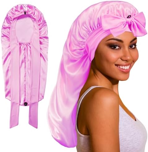 ROYBENS Long Bonnet for Braids Curly Hair Long Hair, Satin Bonnet with Tie by ROYBENS