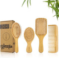 DEBETOOL Bamboo Hair Brush Set, Natural Wooden Paddle Detangling Brush by DEBETOOL