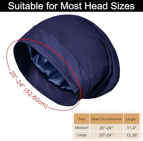 Satin Bonnets for Sleeping Adjustable Silk Lined Bonnet Sleep Cap Hair Wrap - Image 5