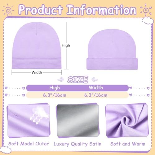 6 Pcs Satin Lined Baby Beanie Newborn - Image 4