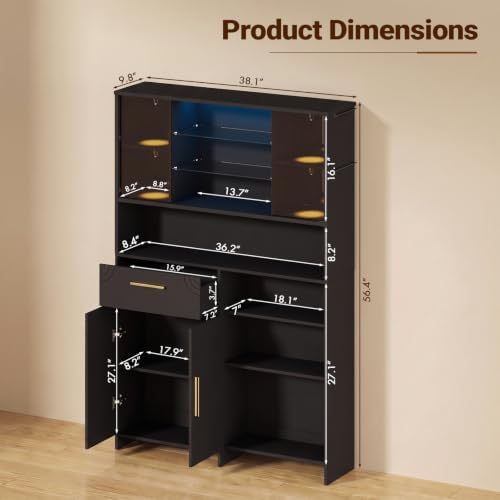 Professional Nail Storage Cabinet with LED Display Shelf (Black) - Image 2
