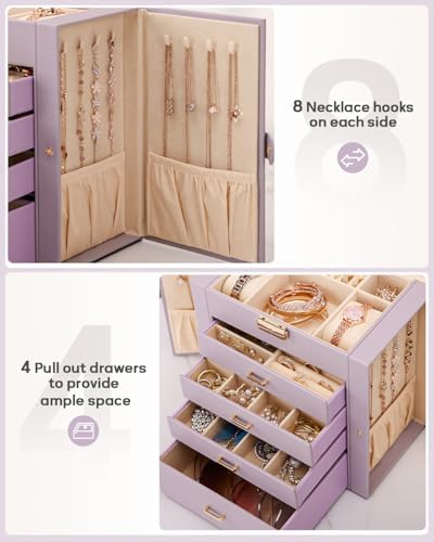 Homde Large Jewelry Box for Women: 5-Layer Organizer with Lock for Dresser - Image 5