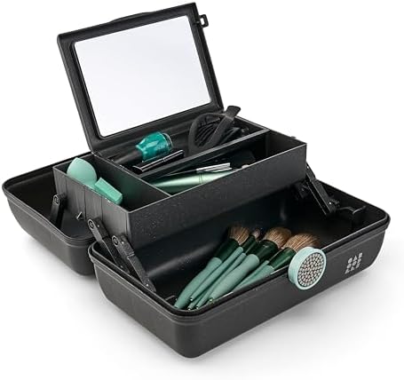 Caboodles On-The-Go Girl Makeup Box, Black Sparkle, Show Girl Collection, Hard Plastic Makeup Organizer Box, Built-In Mirror, Secure Latch for Safe Travel, Spacious Storage for Large Items - Image 5