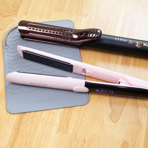 ANGENIL Silicone Heat Mat for Hair Tools - Flat Iron and Curling Iron Mat Heat Resistant for Counter, Heat-Resistant Flat Iron Travel Essentials Case, Vanity Organizer, Grey, Normal Size 9" x 6.5" - Image 2