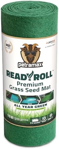 Petramax ReadyRoll Biodegradable Kentucky Grass Seed Mat for Southern Lawn (108 ft.) 3-in-1 Grass Seed Rolls w/Mulch & Fertilizer - Perennial Rye, Tall Fescue Blend - Heat Tolerant Lawn Repair Patch by PetraMax