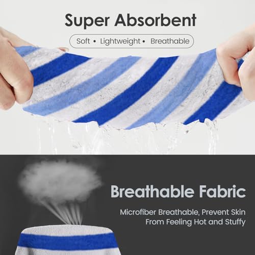 JML Bath Towels, Pack of 4, 30"x60", Large, Cabana Stripe Blue - Image 4