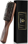 GAINWELL Mens Wild Boar Bristle Hair Brush for Men, Slick Back Hair Brush with Stiff Bristles for Thick & Thin Hair, Beard Brush Natural Black Walnut Wooden Handle Hairbrush by GAINWELL