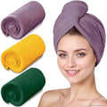 Hair Drying Towel 3 Pack - Ultra Soft Microfiber Turban Twist Hair Wrap for Women - Super Absorbent, Quick Dry Hair Towel Cap for Wet Hair (3 Colors, Yellow Green & Purple) by YHPDYL