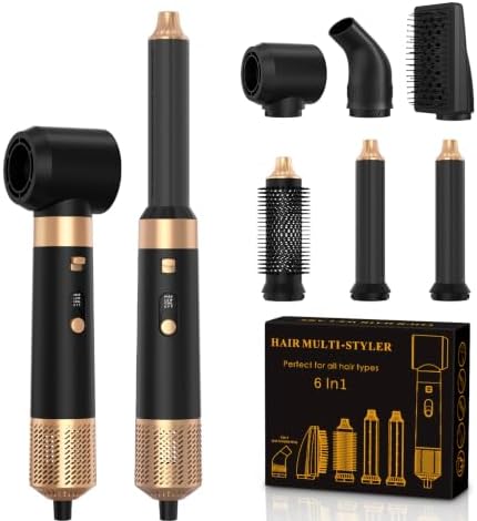 RUCHA 6 in 1 Hair Dryer Styler, Hot Air Brush Blow Dryer & Air Curler Set by RUCHA