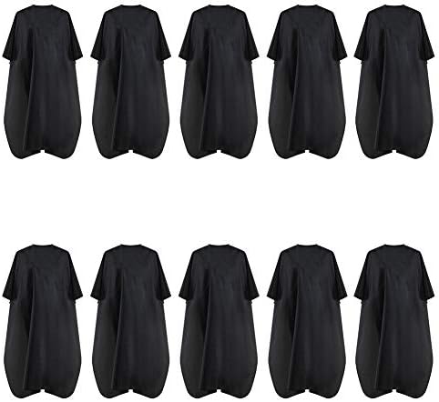 Black Waterproof Professional Barber Cape with Metal Snap Closure - 10 Pack by BSFHH