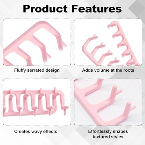 2 Pack Texture Styling Comb, Wide Tooth Volumizing, ABS, Black Pink - Image 2