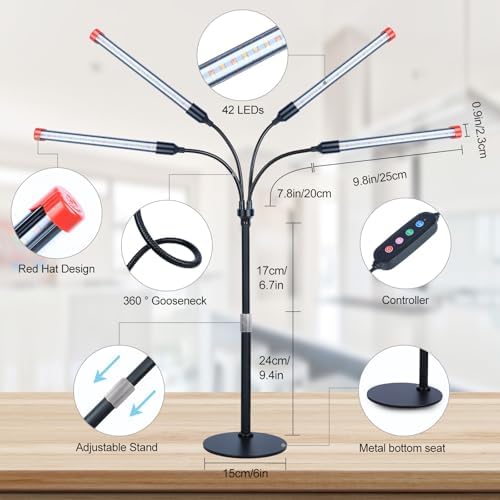 4‑Head Full Spectrum Table Top Grow Lights for Indoor Plants - Image 7