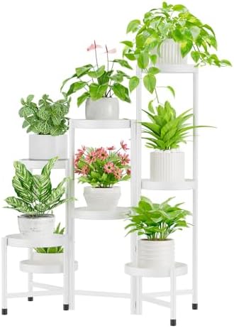 iDavosic.ly Plant Stand Indoor Outdoor, 8 Tier Metal Corner Shelf, White by iDavosicly
