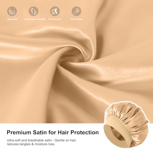 ZHENSILK 3PCS Silk Sleep Bonnet for Women, Large Satin Hair Caps with Elastic Band for Curly Hair and Frizz Control - Image 4