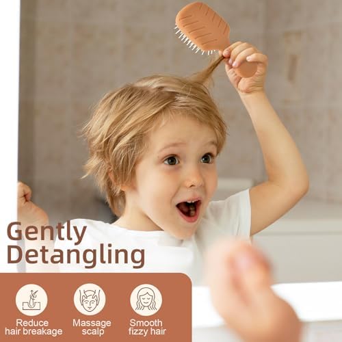 Mini Hair Bursh for Women Men and Kids, Protable Travel Size Hair Brush for Pockets Purses, Mini Detangler Brush for All Hair Types, Small Paddle Brush for Detangling (Brown) - Image 5