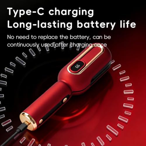Cordless Split Ends Trimmer for Hair, Rechargeable Hair Care Tool-Red - Image 7