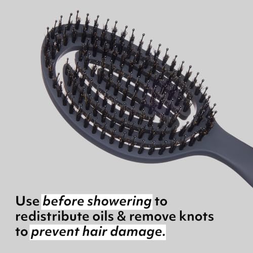 The Boar's Hair Bristle Wellness Brush | Conditions, Detangles, Boosts Scalp Circulation, Lightweight Flexible Design, Vented Cushion, Pain-Free, Helps Dry Damaged Hair (Jeju Charcoal) - Image 5