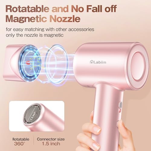 Labiim Hair Dryer, High-Speed Ionic Blow Dryer 110,000 RPM Motor, Rose - Image 4