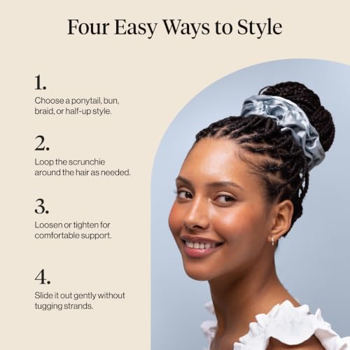 Kitsch Satin Scrunchies for Women | For All Hair Types - Haze Blue, 5pcs - Image 7