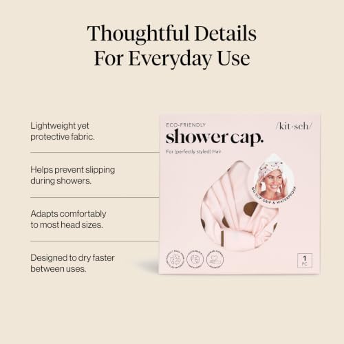 Kitsch Luxury Large Shower Cap for Women - Blush Dot - Image 3