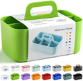 Multiuse Caddy Organizer with Handle, Portable Divided Plastic Tote Bin - Art Craft, Stationary Pen Marker Crayons, Makeup Hair Supplies Storage - Bathroom, Classroom, Dorm, Office, Desk Holder -Green by AOZITA