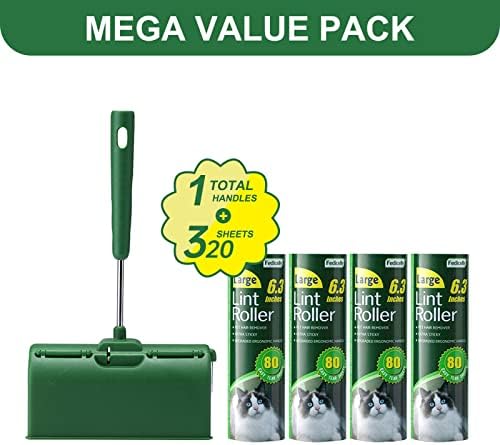 Fedicelly Large Lint Rollers Pet Hair Extra Sticky Furniture,Cat Dog Hair Remover Laundry Clothes Carpet,6.3 inches Wider with 320 Sheets Giant Lint Remover Brush for Couch - Image 2