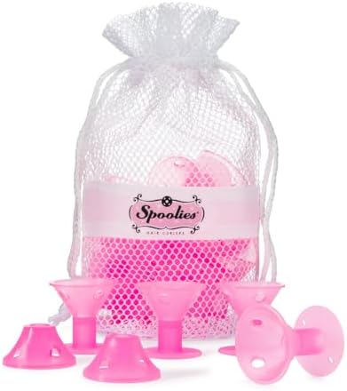 Spoolies Original Hair Curlers, Heatless Silicone Rollers for Natural Hair, Hair Extension plus Wigs, Made in USA, Patented (Playful Pink) by Spoolies