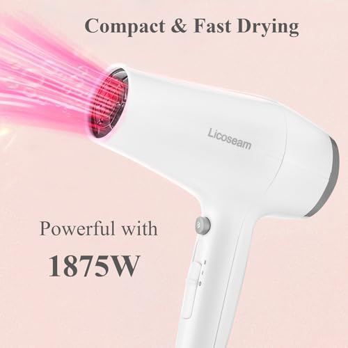 1875W Compact Hair Blow Dryer with Diffuser & Concentrator, White - Image 6
